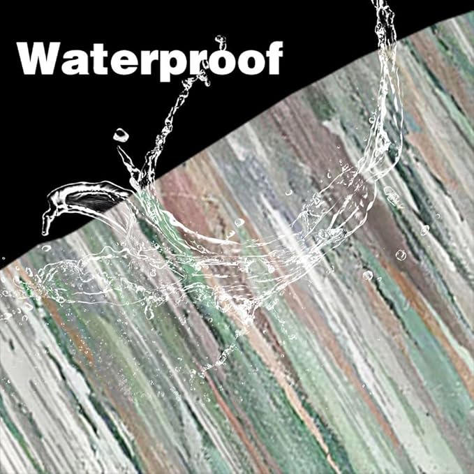 JAWO Abstract Shower Curtain, Modern Aesthetic Stripe Shower Curtain Sets with 12 Hooks for Bathtub Bathroom Gray Green Contemporary Abstract Painting Fabric