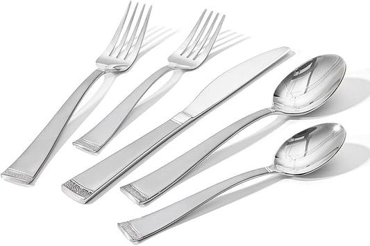 HIKAA 60PCS Matte Handle Silverware Set for 12, Stainless Steel Flatware Set, Modern Design Cutlery Set for Home/Hotel/Wedding, Dishwasher Safe