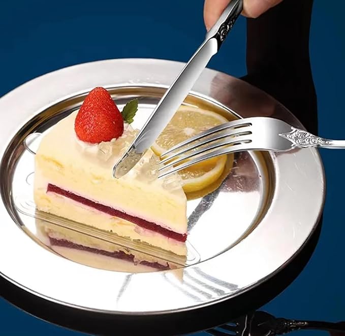 30-Pcs Luxury Silverware Set, Royal Flatware Set, Modern 304 Stainless Steel Flatware, Cutlery, Tableware (Silver, 30)