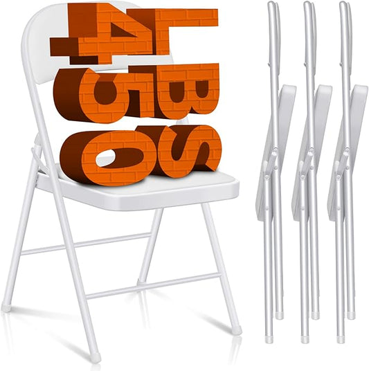 4 Pack Folding Chairs with Cushion – Padded Memory Foam White Seating Space-Saving Foldable Chairs for Indoor Outdoor Weddings, Parties, Backyard & Office Events (White, 4 Pack)