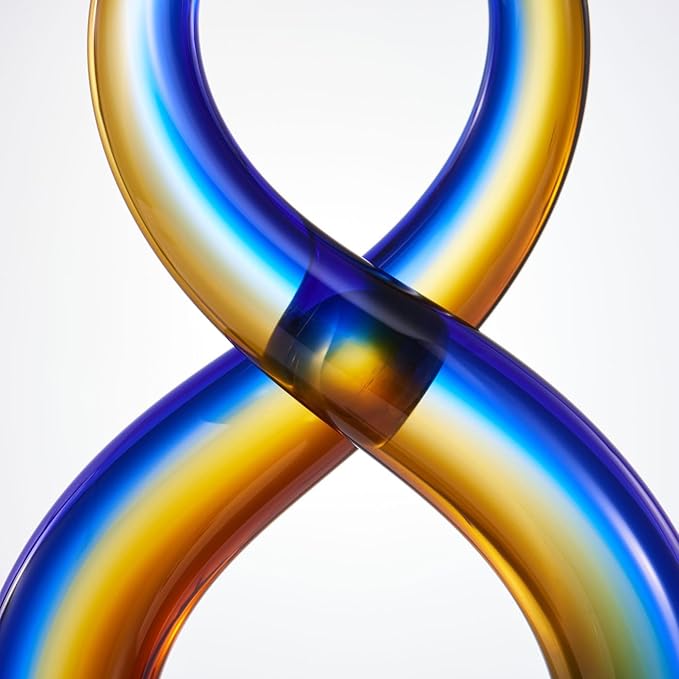 Luxury Lane Hand Blown Wave Sommerso Art Glass Scultpure 14.5 inch Tall