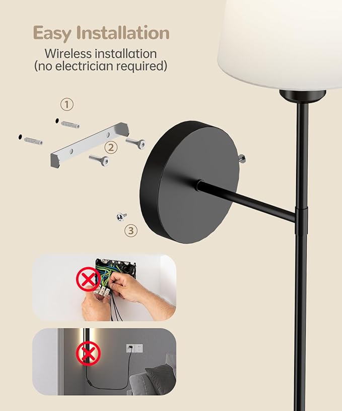 Battery Operated Wall Sconce Set of 2,Rechargeable Wall Lights with Dimmable Detachable Bulbs and Remote,15 Colors Wireless Wall Lamps for Bedroom Living Room Hallway,Black(2 Pack)