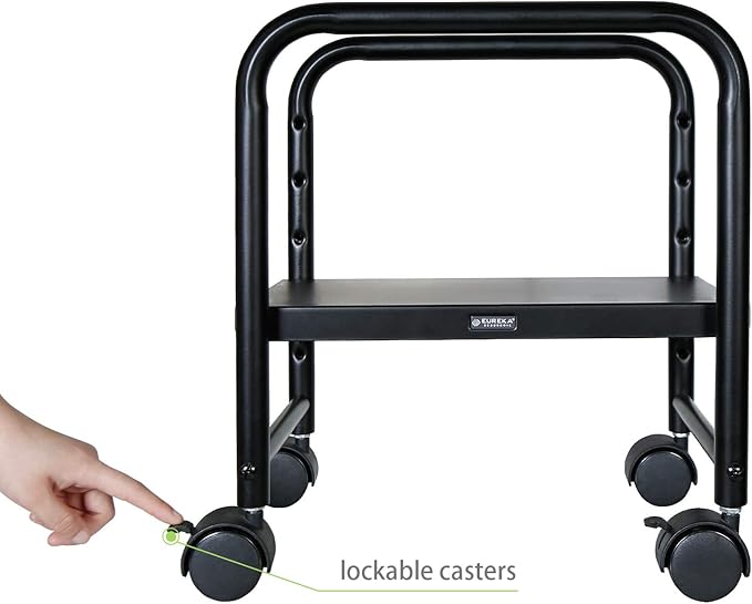 EUREKA ERGONOMIC Computer Tower Stand, Height Adjustable PC Stand for Under Desk, Mobile Rolling CPU Holer with 360° Locking Caster Wheels, Desktop Tower Cart on Floor, Desk Accessories, Steel, Black
