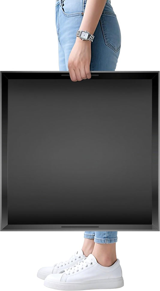 Glossy Black Acrylic Serving Tray with Handles-Butler Trays for Coffee Table, Snacks,Breakfast in Bed, Kitchen Countertop,Vanity,Makeup Organizer,Ottoman (Black, 20x20 Inch)