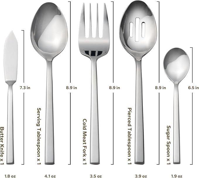 Alata Cube 45-Piece Forged Stainless Steel Flatware Set Cutlery Set,Service for 8,Silver Finish,Dishwasher Safe