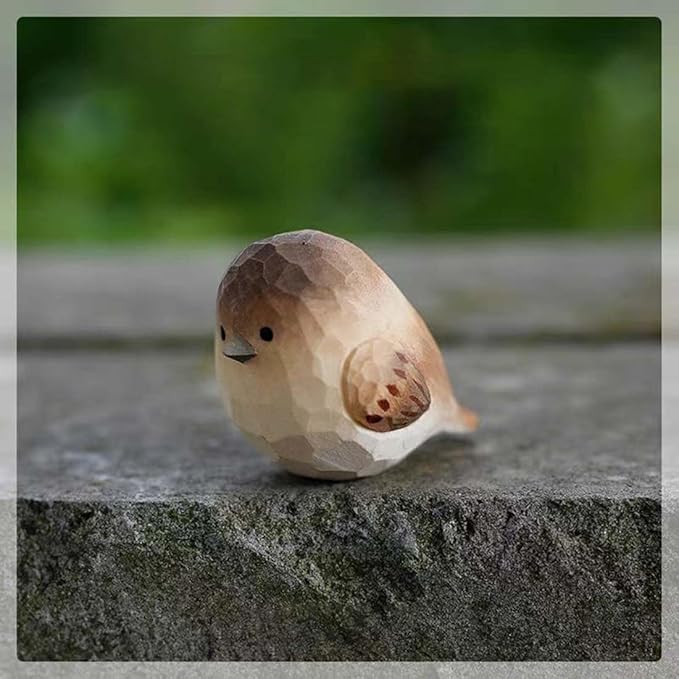 Bird Figurines Small Bird Figurines Home Decor Hand Carved Painted Wooden Statues for Home Decor, Gift for Bird Lovers,Housewarming, Birthday, Christmas (Grey)