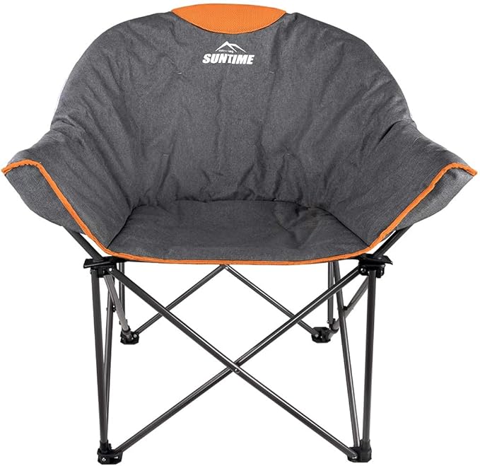 Suntime Sofa Chair, Oversize Padded Moon Leisure Portable Stable Comfortable Folding Chair for Camping, Hiking, Carry Bag(2 Pack)