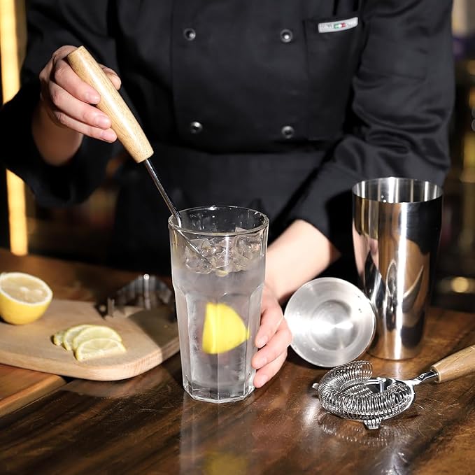 Cocktail Shaker Set with Stand, Mixology Bartender Kit for Drink Mixing | Mixology Set with 7 Bar Set Tools Cocktail Kit