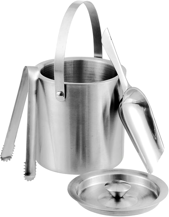 Vinod Stainless Steel Cocktail Set | 17 Piece Bar Accessories Set | 26 Ounce Boston Shaker w/Strainer Rubber Pourers Bar Jigger, Cocktail Spoon & More | Drink Mixer Bar Set | Bartender Kit