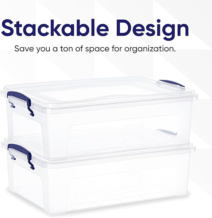 Superio Clear Storage Boxes with Lids, 22 Quart BPA Free Plastic Containers, Bins for Organizing, Stackable Crates, Organizer Totes for Home, Office, School, and Dorm