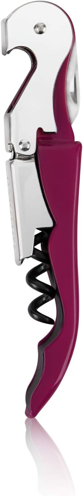 True Truetap Double Hinged Waiter's Corkscrew Wine Opener, Stainless Steel Wine Bottle Opener with Built In Foil Cutter, Home Bar Tools, Bar Cart Accessories, Wedding Gifts, Set of 1, Burgundy
