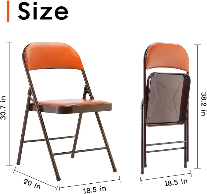 SKOK 4 Pack Padded Folding Chairs with Upholstered Cushion & Back, Padded Seats for Indoor & Outdoor, Portable Stackable Commercial Foldable Chairs with Metal Frame for Events, Wedding Party
