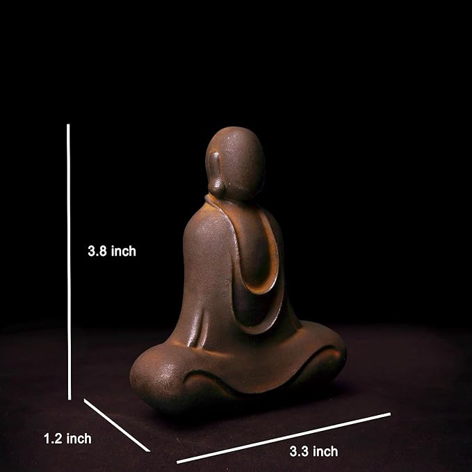 Faceless Buddha Statue - Solid Cast Iron Buddha Figurine, Indoor Outdoor Zen Decor for Spiritual Room Meditation