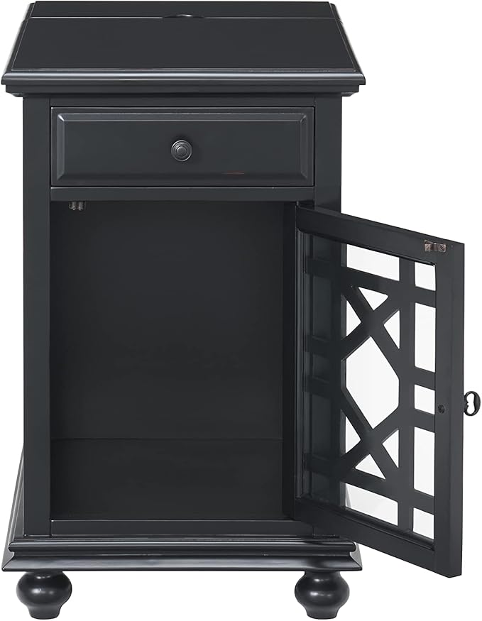 Martin Svensson Home Elegant Chairside End Table, 24 in x 16 in x 25 in, Antique Black