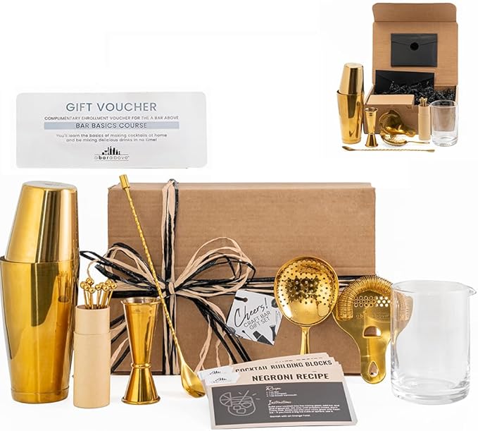 A Bar Above 32-Piece Bartender Kit for Home Bar, Premium Professional Barware Set with Boston Shaker, Jigger, Mixing Glass, Bar Tools and Accessories, Ideal Bartending Gift for Cocktail Lovers