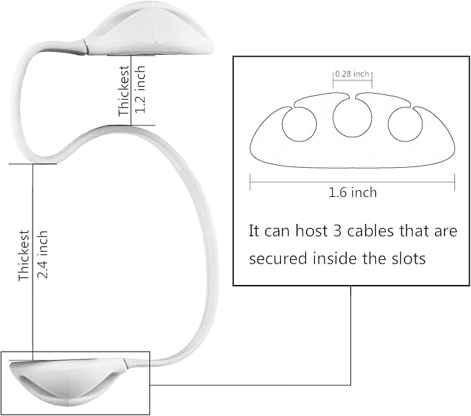 Cable Holder - Cord Organizer - Cable Management Clips - Wire Holder System -3 Packs Multipurpose Cable Clips for Phone Chargers, USB Cables - Home, Office, Nightstand, Desk Organizer