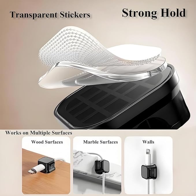 Magnetic Cable Straps, 12-Pack Cord Organizer for Desk - Adhesive Wire Holders for Chargers, Data Cables, Home Office, Car, Under Desk Cable Management (Multiple Colors)