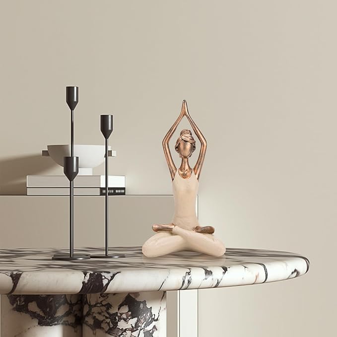 BRABUD Resin Yoga Girl Statue 10.2''(H) Meditation Zen Modern Figurine Home Bedroom Bookself Living Room Desk Decor Collectible Gift TQSHBS36