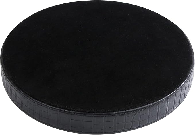 HofferRuffer Faux Leather Round Serving Tray, Vegan Croco Leather Decorative Tray, Food Tray for Storage Drinks, Snack & Cosmetics, Dia.12'' x 1.6'' (Black)