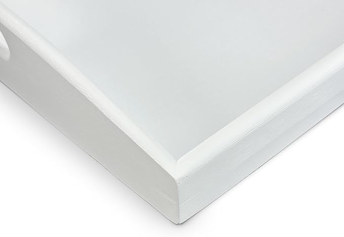 Bam & Boo White Bamboo Serving Tray Extra Large with Handles for Food, Drinks, Storage, Decor, Vanity, Breakfast, Parties, Weddings, Picnics(23.6” x 15” x 2.35”, White)