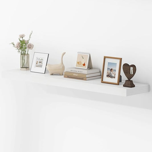Dreamland 48 Inches Floating Shelves for Wall, 9.3" Deep Long Floating Shelves Set of 1, Large Display & Storage Shelf, Wall Shelf for Bathroom Bedroom Living Room Kitchen Office, White