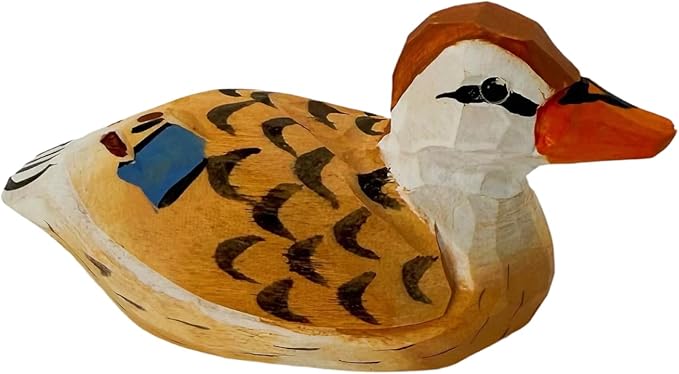 Mallard Duck Decor Wooden Animal Figurines Little Ducks Funny Desk Accessories Small Duck Statues Handmade Carving Decoys Ornament for Home Room Decor