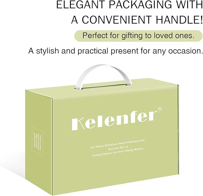 18/10 Stainless Steel Flatware Set Hand Forged Silverware Set Cutlery Set Round Hammered Handle Mirror Finished Heavy Duty 60 Pieces Service for 12