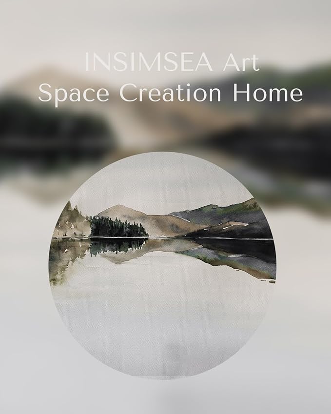 InSimSea Framed Canvas Wall Art Mountain Reflection Decor Vintage Wall Art Mountain Range Nature Wilderness Art Decorative Rustic for Living Room, Bedroom, Office Wall Decor 16x20In