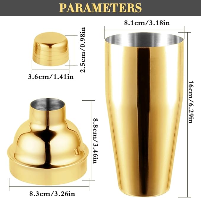 Cocktail Shaker,25 oz Drink Mixer with Built-in Strainer for Mixing Drinks Margaritas,Beginner Friendly Stainless Steel Mixer Bar Utensil Tool-christmas gift(Gold)