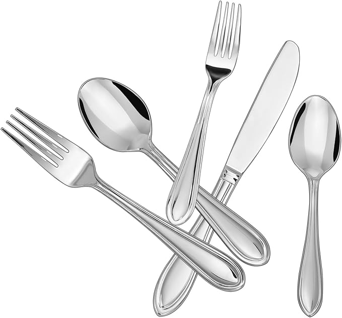 Silverware Set, 20 Piece Flatware Cutlery Set for 4,18/0 Stainless Steel Utensils,Mirror Polished Dishwasher Safe, Modern Tableware for Home, Restaurant, Wedding, Party