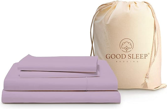 Good Sleep Bedding Cooling Sheets Queen - 1000 TC Queen Sheet Sets, 4 Pc 100% Egyptian Cotton Queen Bed Sheets Set, Sateen Weave, Soft Sheets Queen Size Bed Set Deep Pockets Fits Upto 16" - Lavender