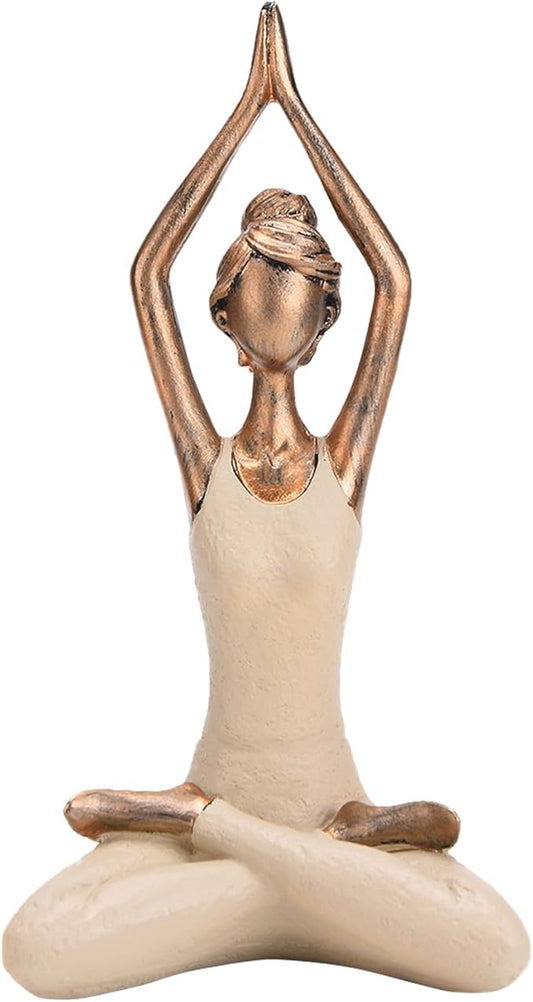 BRABUD Resin Yoga Girl Statue 10.2''(H) Meditation Zen Modern Figurine Home Bedroom Bookself Living Room Desk Decor Collectible Gift TQSHBS36