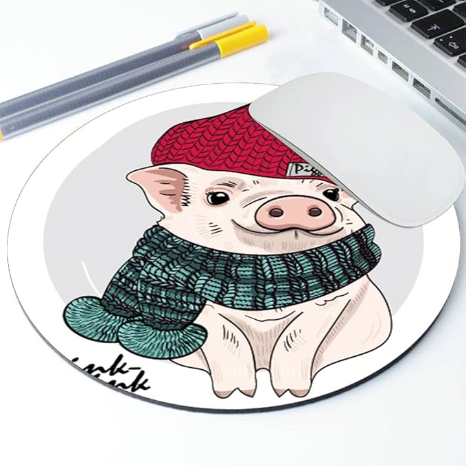 Cute Pig Round Mouse pad Customized Mousepad Non-Slip Rubber Base Mouse Pads for Computers Laptop Office Desk Accessories Mouse pad