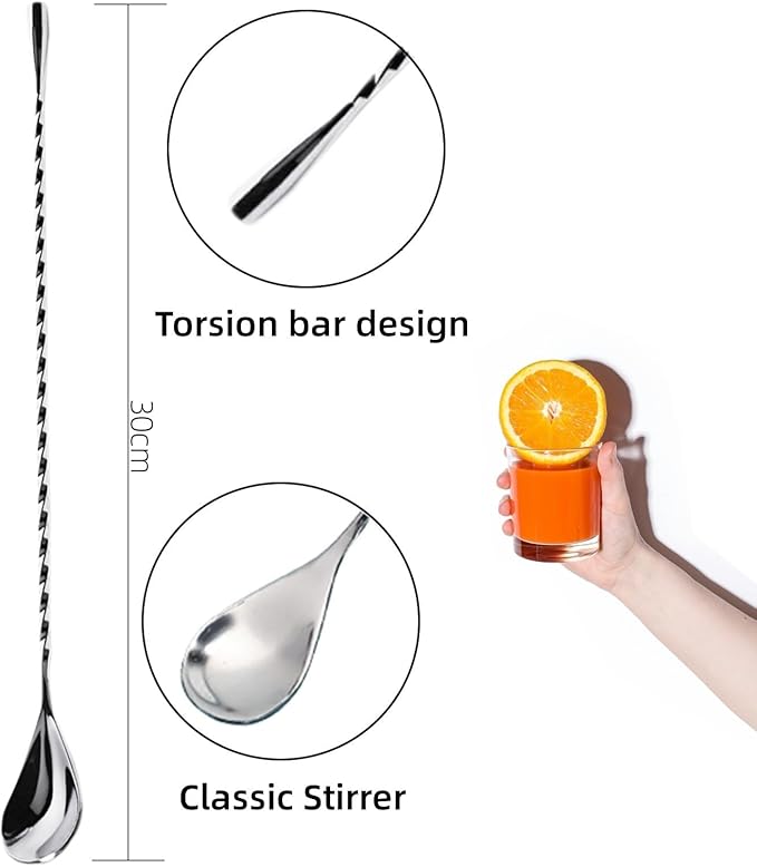 Muddler for Cocktails Stainless Steel, Muddlers Pestle with Stirring Spoon, Bartender Cocktail Shaker Bar Tool Set - Bar Spoon and Muddler