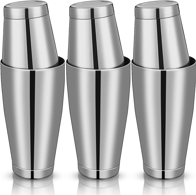 Sabary 6 Pcs Cocktail Shakers Professional Bar Shaker Boston Set Stainless Steel Martini Drink Mixer Basic Tool Weighted Shake Metal Can Cocktail Shaker Set, 18 Oz, 28 oz (Silver)