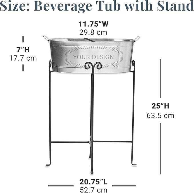 Let's Make Memories Personalized Beverage Tub - Christmas Party - We Believe - Metal - Engraved - 5.5 Gallons - w/Stand
