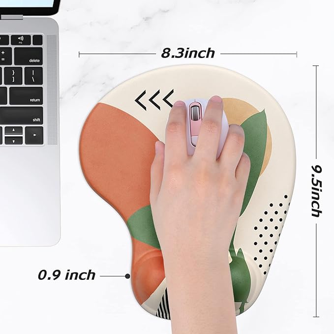 Hsurbtra Ergonomic Mouse Pad with Wrist Rest Support, Gel Mouse Pads with Non-Slip PU Base, Pain Relief Memory Foam Computer Mat, Cute Office Supplies Desk Decro Accessories, Green