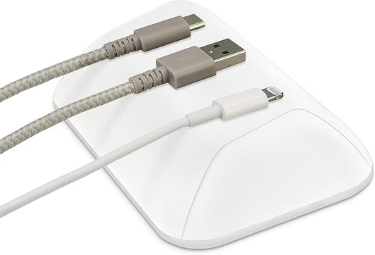 Smartish® Magnetic Cord Holder - Bigger Cable Wrangler Organizer with Magnet Clips for Charger Management on Desktop, Nightstand, or Side Table - Holds 6+ Cables - Snow Day White