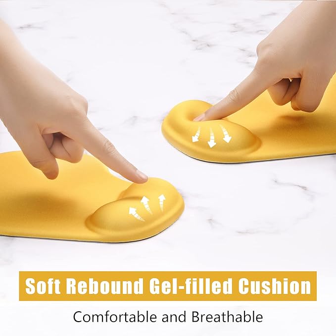 Hsurbtra Ergonomic Mouse Pad with Wrist Rest Support, Gel Mouse Pads with Non-Slip PU Base, Pain Relief Memory Foam Computer Mat, Cute Office Supplies Desk Decro Accessories, Apricot Yellow