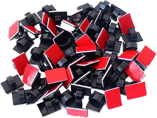 Adhesive Clips Strong Wire Holders 100 Pack Self-Adhesive Wire Clip Cable Cord Desk Management for Office Home and Car