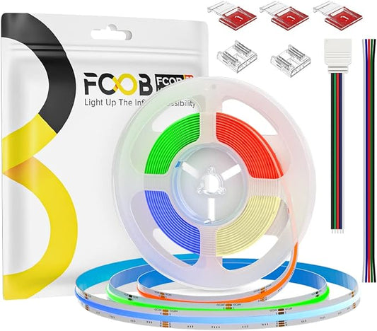 COB LED Strip RGBW 4000K 9.86FT 896LEDs/m DC24V Color Changing Flexible High Density Uniform LED Tape Light 12mm for Under Cabinet (No Power/Controller)