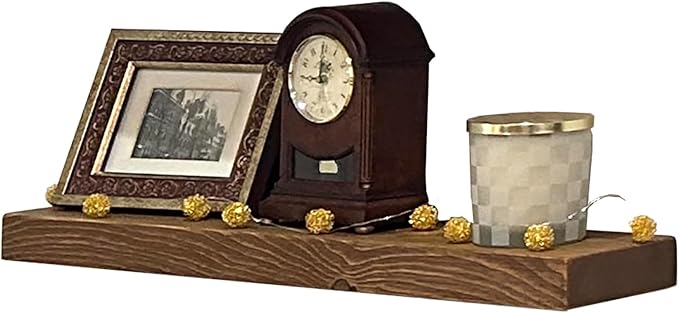 joelsantiques 24 Inch Wooden Floating Shelves for Wall - 24x10x2 in - Made of Natural Wood - Long Heavy Duty Rustic Wall Shelves for Bedroom - Perfect for Living Room, Kitchen - Medium Brown