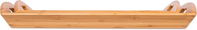 BIRDROCK HOME Breakfast Serving Tray with Handles - Set of 2 - Natural Bamboo - Wood - Food - Breakfast Tray - Party Platter - Nesting - Kitchen and Dining