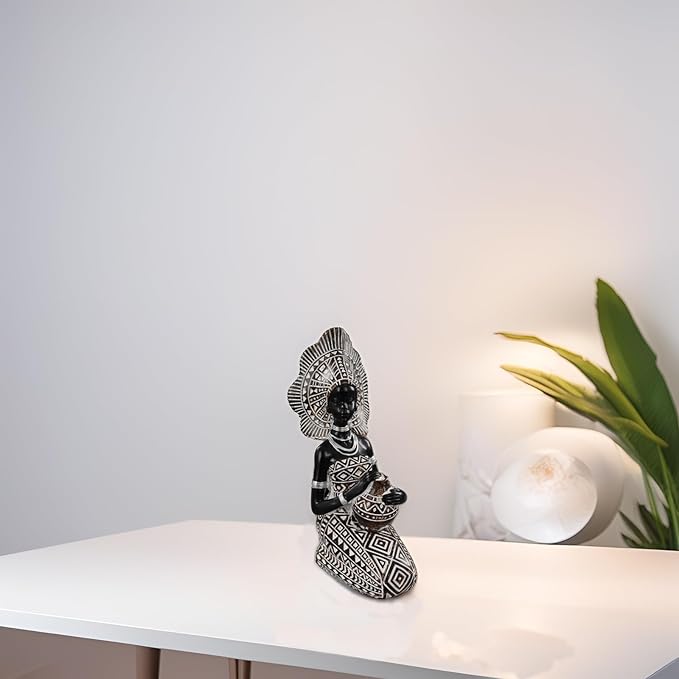 African Lady Statue with African Tribal Totem for Wedding, Church, Festival Decoration - African Decorative Female Statue for Home and Display case Decoration