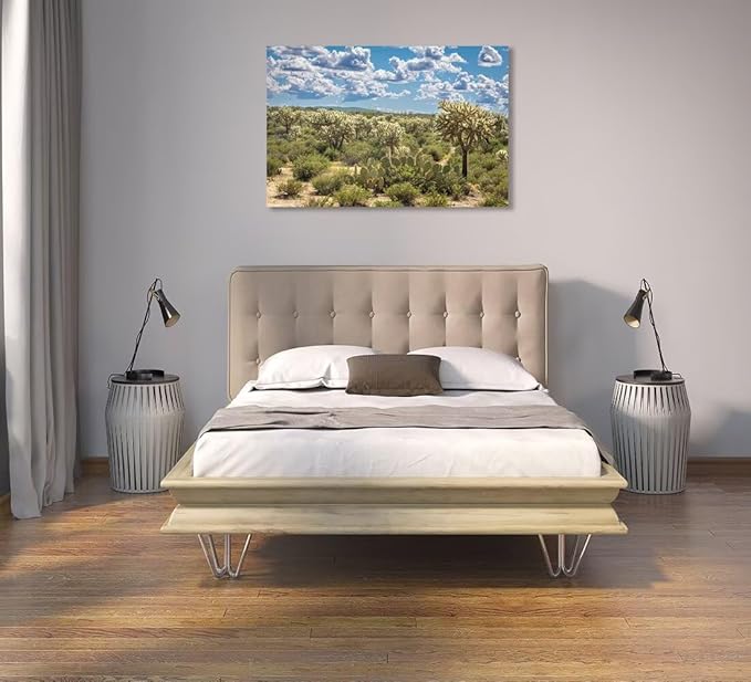 Arizona Desert Cactus Wall Art for Living Room Bedroom Bathroom Home Decorations Beautiful Cactus Landscape Picture Poster Canvas Prints Cactus Framed Artwork Ready to Hang(18''H x 24''W)