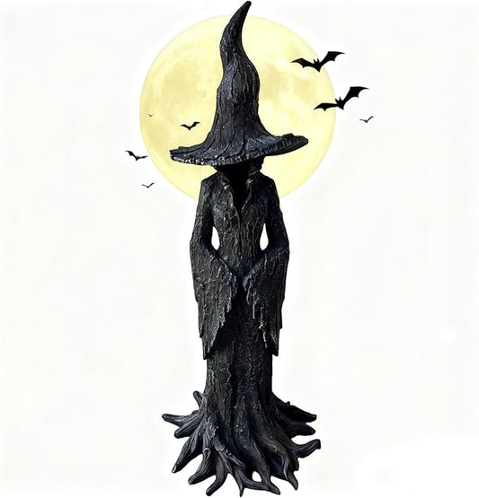 Halloween Decor Witch Statue Resin Craft - 7.87'' Retro Witch Statue with Mysterious Curse Theme, Desktop Ornament & Home Decoration, Dark Fantasy Ornament