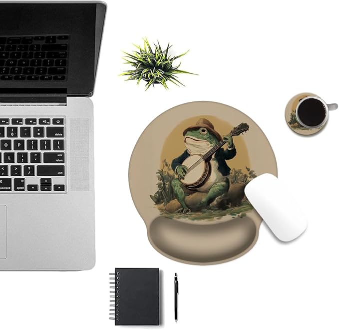 Mouse Pad with Wrist Support, Ergonomic Mouse Pad with Memory Foam Wrist Rest Cushion, Non-Slip Rubber Base Gaming Mice Pad for Home Office Computer Laptop,Frog
