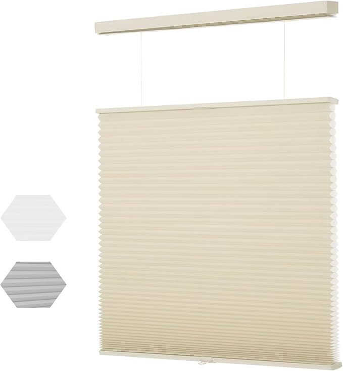 MYshade Top Down Bottom Up（TDBU） Cellular Shades, 1.5 inch Cordless Light Filtering Honeycomb Pleated Blinds for Windows Home Bedroom Office, Light Control, Thermal Insulated, 45" W x 72" H, Beige
