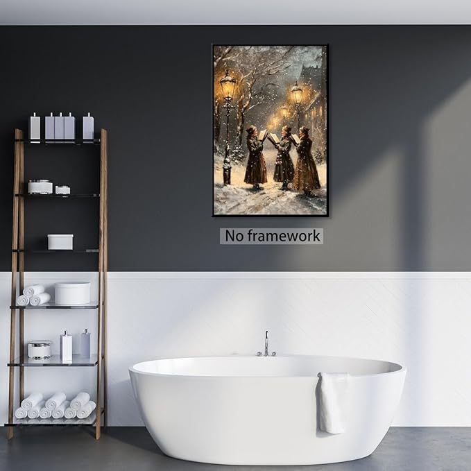 Medpol Vintage christmas wall art snow christmas carolers moody wall decor winter canvas poster for holiday decor apartment dormitory Unframed20x30inch