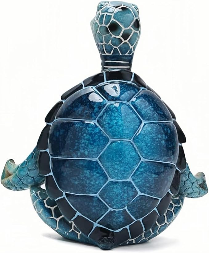 VVGIFTS Sea Turtle Meditation Yoga Decor, Garden Figurine Sea Turtle Meditating Coastal Beach Decorations, Zen Yoga Resin Statue for Home Office Decorations (Put The Palm Separate)